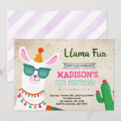 Coole Lama-Party Einladung (Vorne/Hinten)