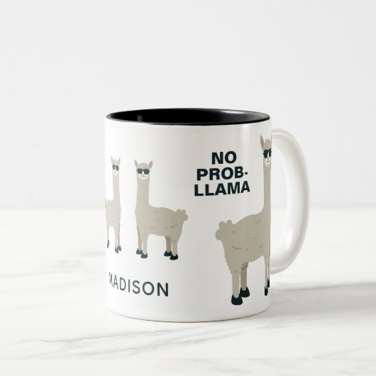 Coole Lamas individueller Name u. Text-Tassen Zweifarbige Tasse (VorderseiteRechts)