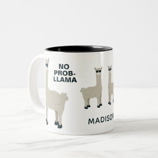 Coole Lamas individueller Name u. Text-Tassen Zweifarbige Tasse (Vorderseite Links)
