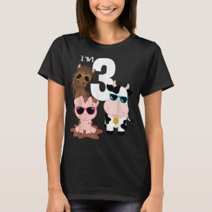 Coole Landtiere 3. Geburtstag Party 3 Jahre alt bi T-Shirt