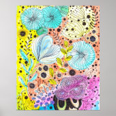 Coole, lebhafte, florale, handgezeichnet Doodles Poster (Vorne)