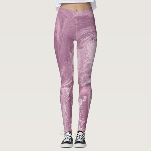 coole Leggings aus rosa Marmorwolke (Vorderseite)