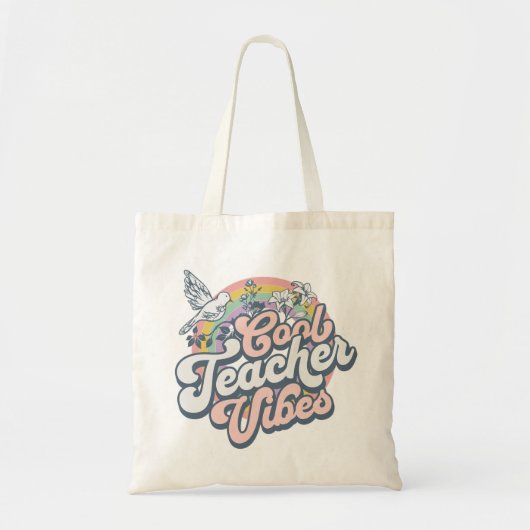 Coole Lehrer Vibes Retro Regenbogen Vogel Tragetasche (Vorne)
