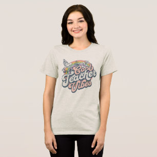 Coole Lehrer Vibes Retro Regenbogen Vogel Tri-Blend Shirt