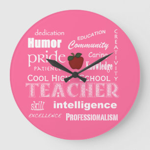Coole Lehrerattribute für High School+Red Apple Große Wanduhr