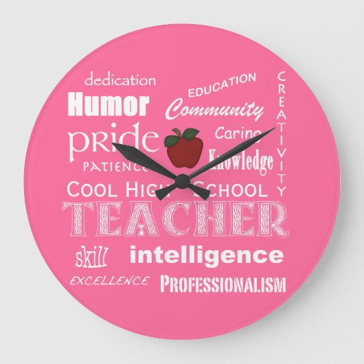 Coole Lehrerattribute für High School+Red Apple Große Wanduhr (Vorderseite)