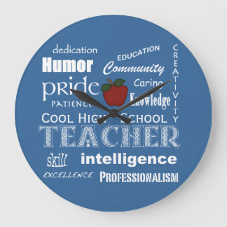 Coole Lehrerattribute für High School+Red Apple Große Wanduhr