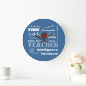 Coole Lehrerattribute für High School+Red Apple Große Wanduhr (Zuhause)