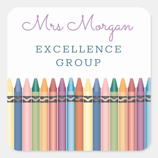 Coole Lehrerin bunt gekleidete Stifte Quadratischer Aufkleber (Vorderseite)