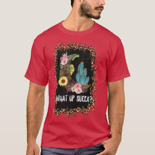 Coole Leopard-Kaktus Sonnenblumen Halbmond Des T-Shirt