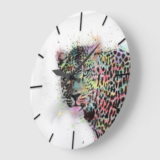Coole Leopard-Spritzer Große Wanduhr (Winkel)
