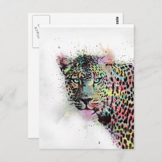 Coole Leopard-Spritzer Postkarte (Vorne/Hinten)