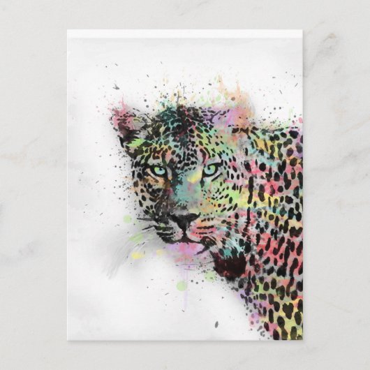 Coole Leopard-Spritzer Postkarte (Vorderseite)