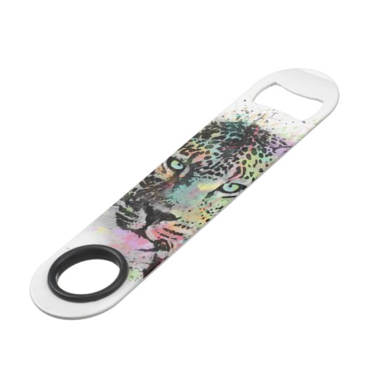Coole Leopard-Spritzer Speedflaschenöffner (Vorderseite Schrägansicht)
