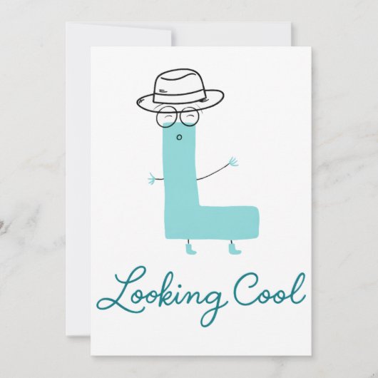 Coole Letter L Cartoonfigur Einladung (Vorderseite)