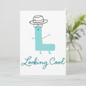 Coole Letter L Cartoonfigur Einladung (Stehend Vorderseite)