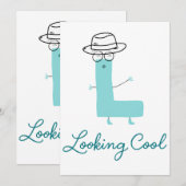 Coole Letter L Cartoonfigur Einladung (Vorne/Hinten)
