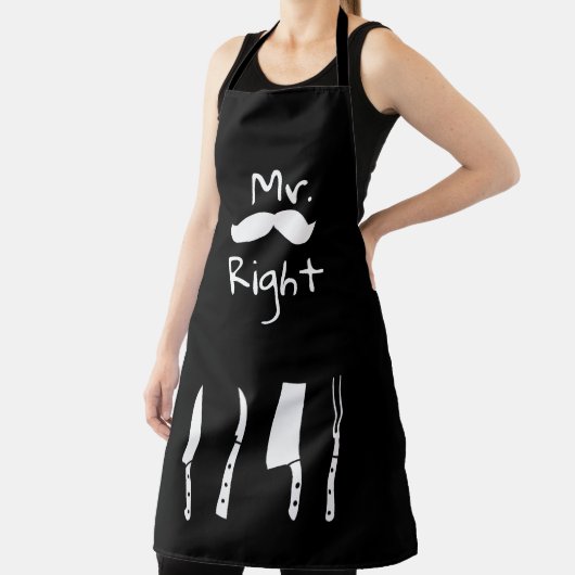 Coole Letter Print-Schürze, Mr. Right All-over-Pri Schürze (InSitu)