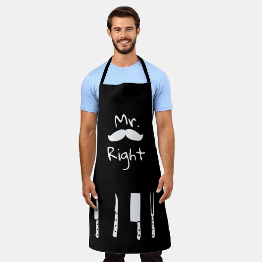 Coole Letter Print-Schürze, Mr. Right All-over-Pri Schürze (Getragen)