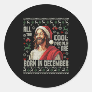 Coole Leute Werden Im Dezember Christlich Weihnach Runder Aufkleber