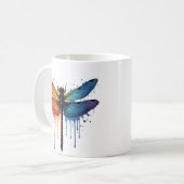 Coole Libelle auf farbenfroh bemalter Libelle Kaffeetasse (Vorderseite Links)