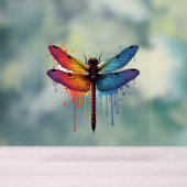 Coole Libelle auf farbenfroh gemalt Drachenfliege Acrylschild (Neutral)