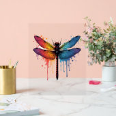 Coole Libelle auf farbenfroh gemalt Drachenfliege Acrylschild (Hochzeit)