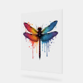 Coole Libelle auf farbenfroh gemalt Drachenfliege Acrylschild (Winkel)