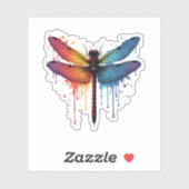 Coole Libelle auf farbenfroh gemalt Drachenfliege Aufkleber (Blatt)