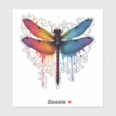 Coole Libelle auf farbenfroh gemalt Drachenfliege Aufkleber (Blatt)