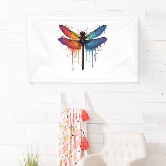 Coole Libelle auf farbenfroh gemalt Drachenfliege Banner (Insitu)