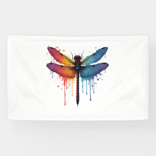 Coole Libelle auf farbenfroh gemalt Drachenfliege Banner