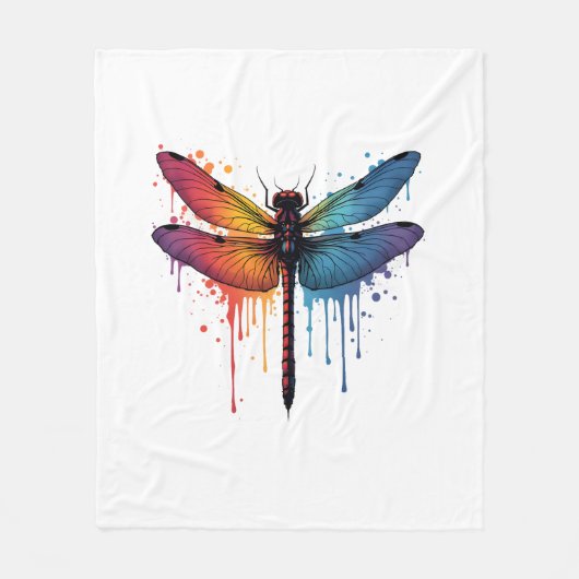 Coole Libelle auf farbenfroh gemalt Drachenfliege Fleecedecke (Vorderseite)