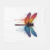Coole Libelle auf farbenfroh gemalt Drachenfliege Fleecedecke (Vorderseite (Horizontal))