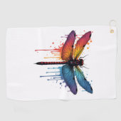 Coole Libelle auf farbenfroh gemalt Drachenfliege Golfhandtuch (Horizontal)