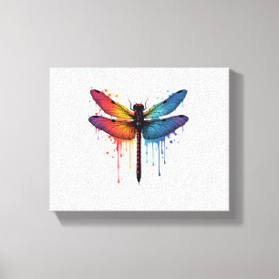 Coole Libelle auf farbenfroh gemalt Drachenfliege Leinwanddruck