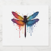 Coole Libelle auf farbenfroh gemalt Drachenfliege Schaumweinetikett (Einzelnes Label)