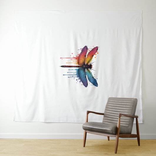 Coole Libelle auf farbenfroh gemalt Drachenfliege Wandteppich (Beispiel (Horizontal))