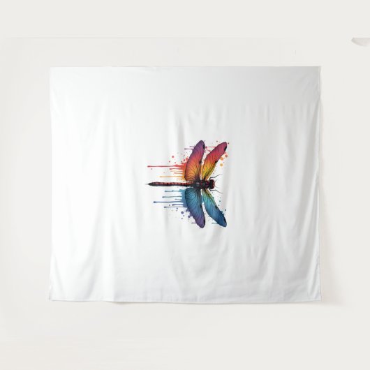 Coole Libelle auf farbenfroh gemalt Drachenfliege Wandteppich (Vorderseite (Horizontal))