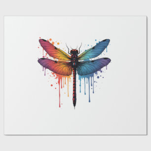 Coole Libelle auf farbenfroher gemalter Libelle Geschenkpapier