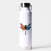 Coole Libelle auf farbenfroher gemalter Libelle Trinkflasche (Vorne)