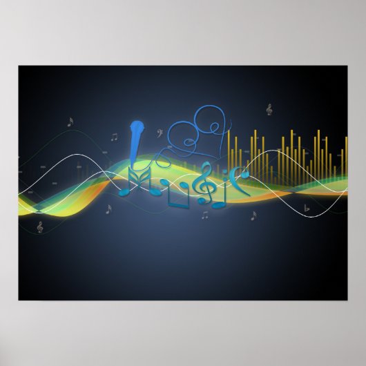 Coole Lichteffekte Musiknoten Herzklopfe Wirbel Poster (Vorne)