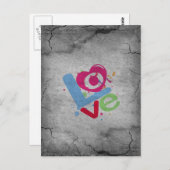 Coole Liebe auf einer alten, grauen, gebrochenen W Postkarte (Vorne/Hinten)