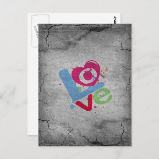 Coole Liebe auf einer alten, grauen, gebrochenen W Postkarte (Vorne/Hinten)