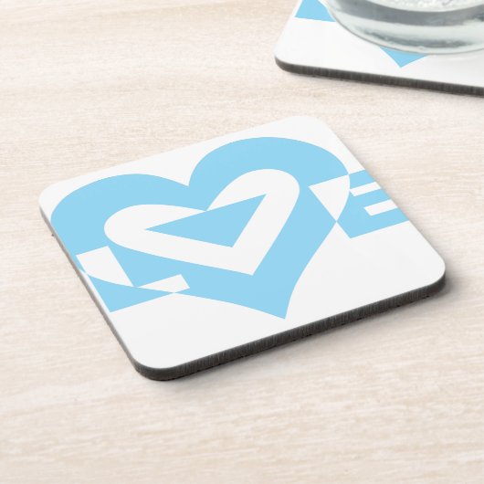 Coole Liebe Grafik, blau Getränkeuntersetzer (Linke Seite)