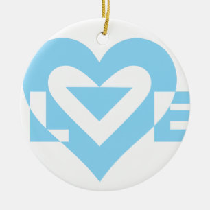 Coole Liebe Grafik, blau Keramik Ornament