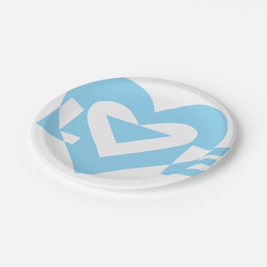 Coole Liebe Grafik, blau Pappteller (Schrägansicht)