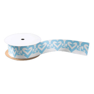 Coole Liebe Grafik, blau Satinband