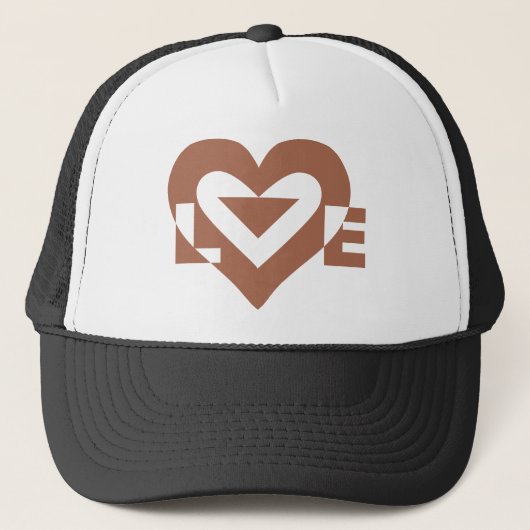 Coole Liebe Grafik, Mocha Brown Truckerkappe (Vorderseite)