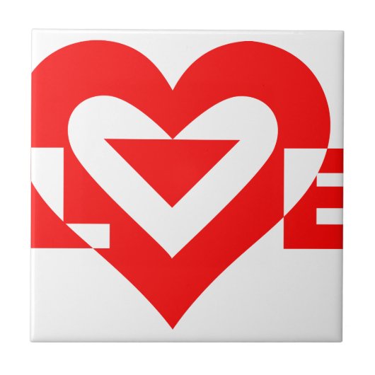 Coole Liebe Grafik, rot Fliese (Vorderseite)